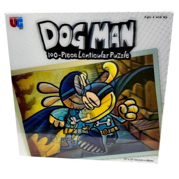 5 for $25| University Games Dog Man Adventures Lenticular Jigsaw Puzzle: 100 Pcs - Picture 1 of 5